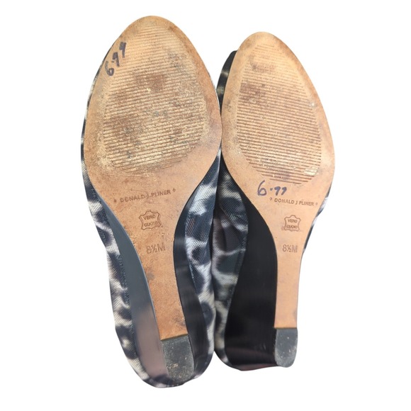 Donald J Pliner Molly Leopard Print Peep Toe Wedge‎ Heels Size 8.5M - Picture 7 of 8